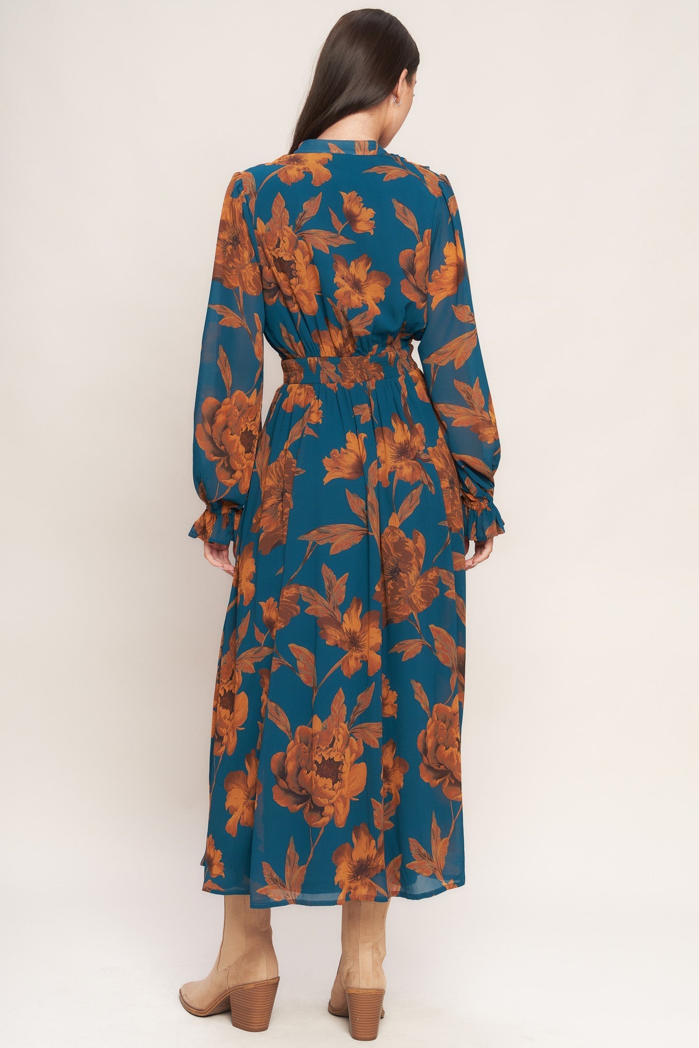 BURNISHED BOTANICA WOVEN MIDI DRESS Flying Tomato